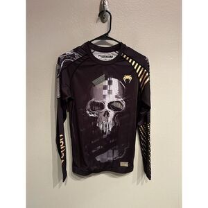 Venum Mens Large Skull Rashguard Long Sleeve Black Jiu Jitsu